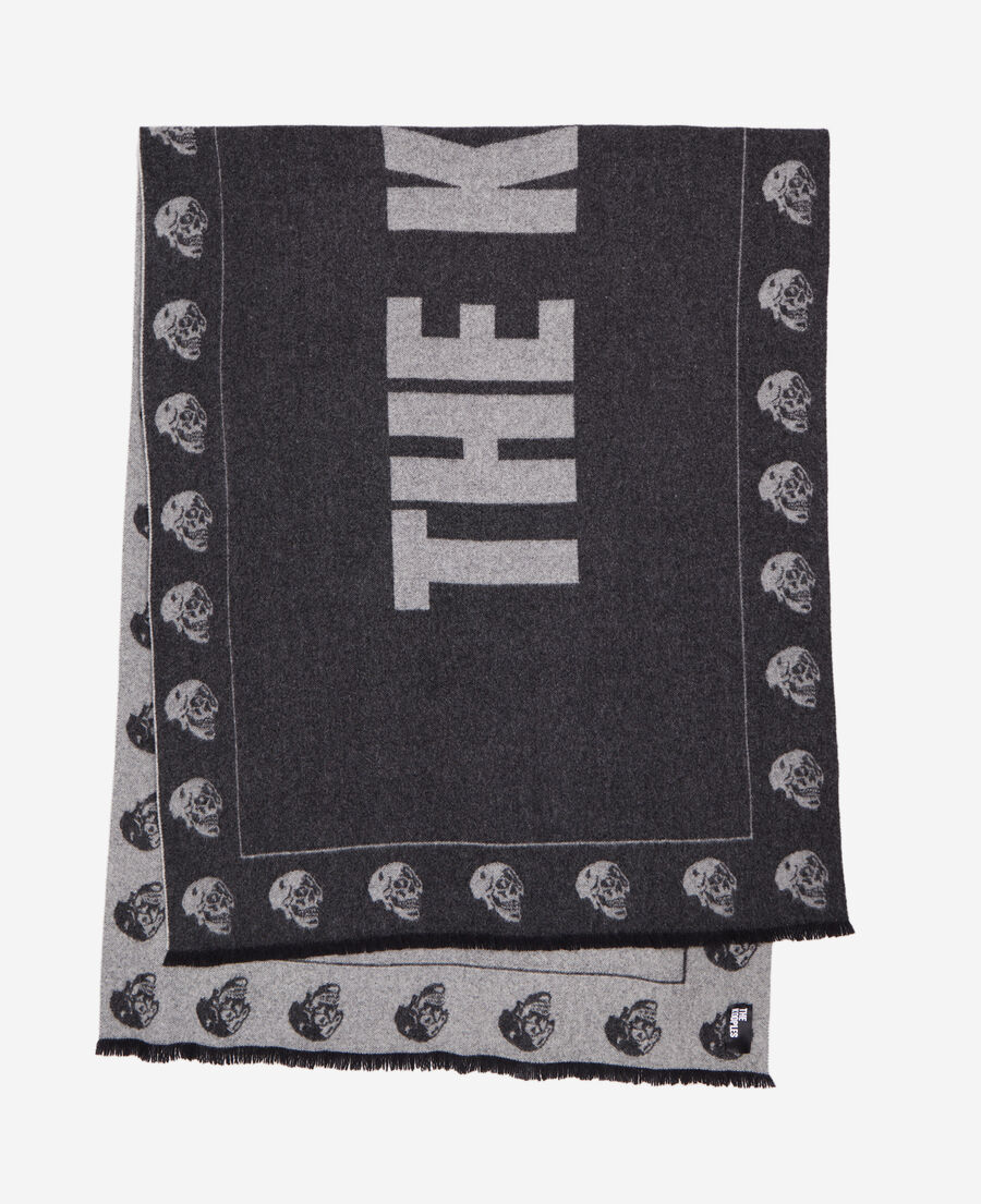 grey wool scarf with logo