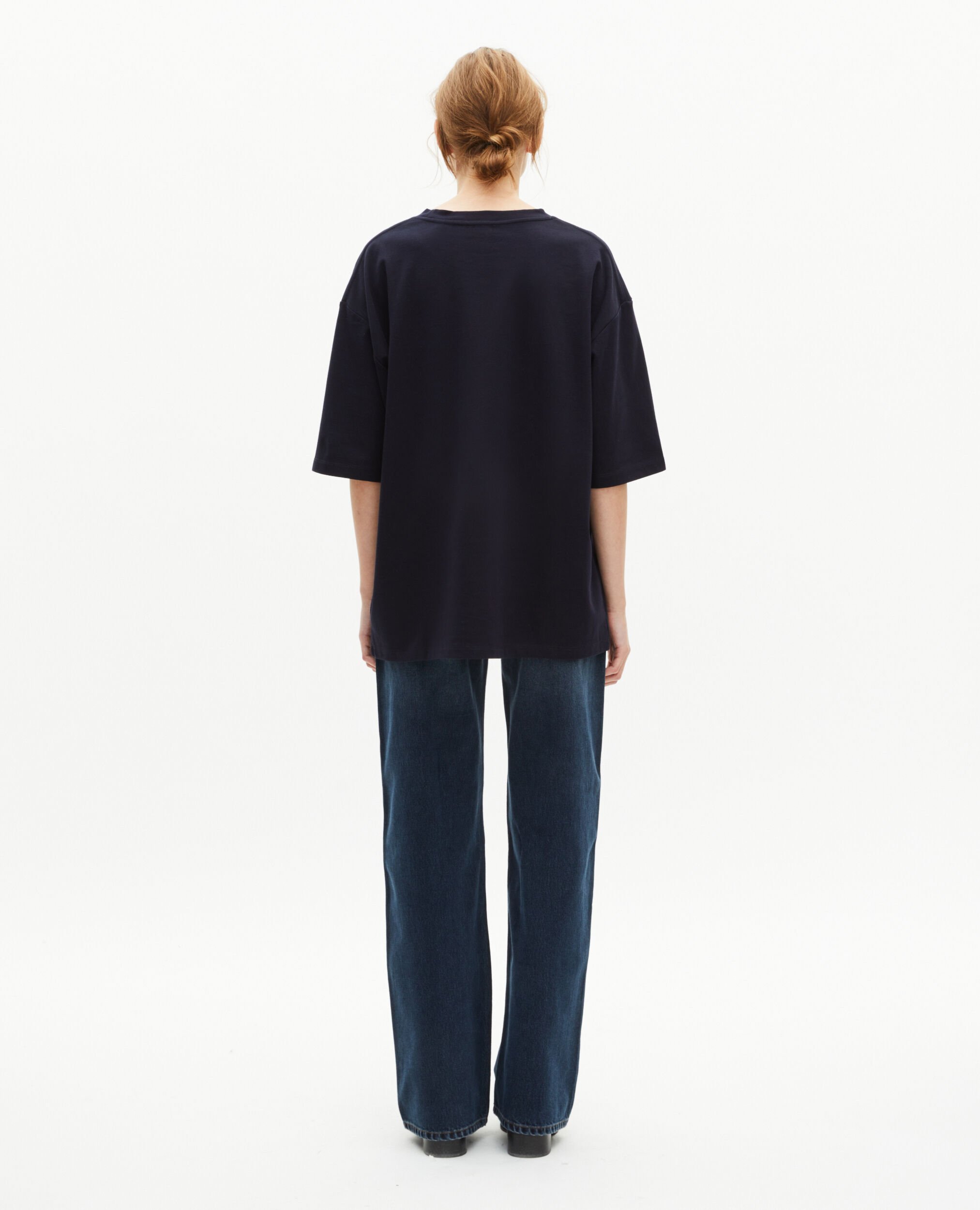 Schlichtes marineblaues Oversize-T-Shirt, NAVY, hi-res image number null