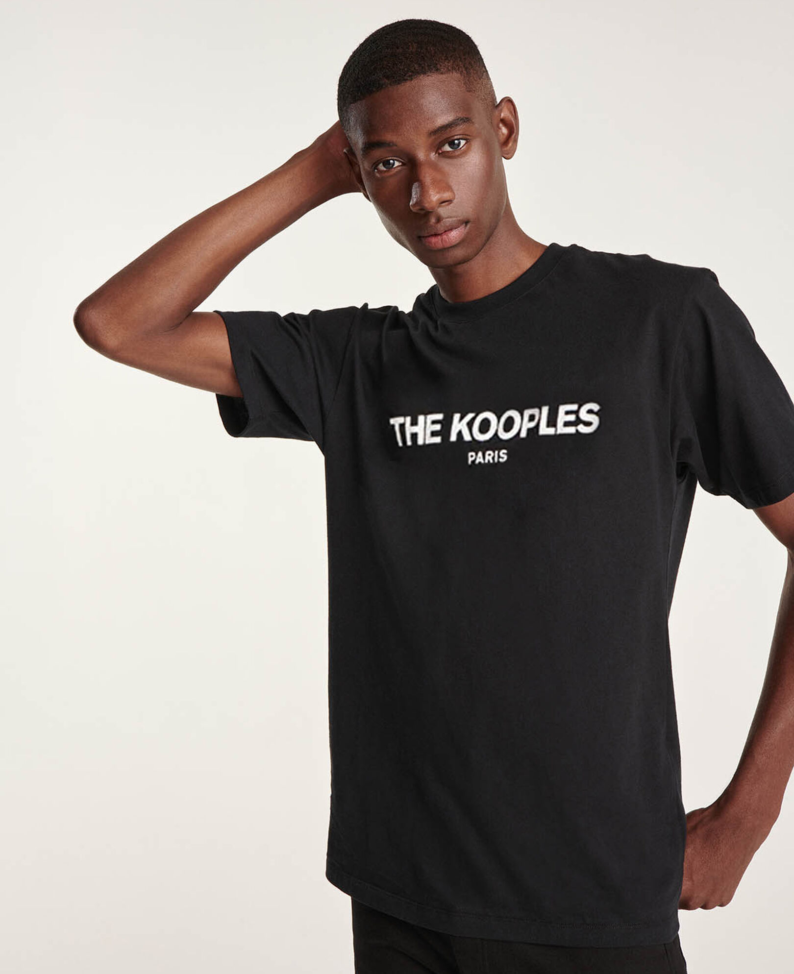 The Kooples MEN BLACK printed black jersey t-shirt cotton