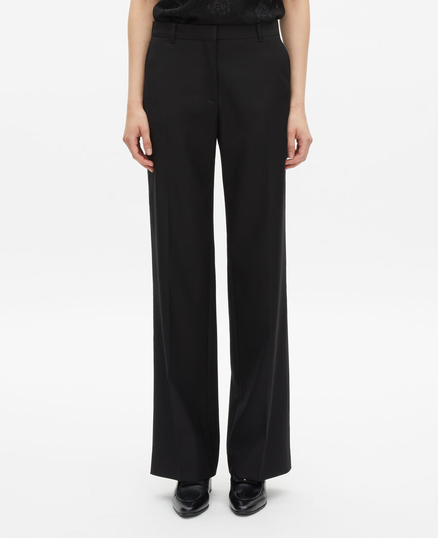 The Kooples FEMME BLACK pantalon tailleur en laine coupe droite noir 