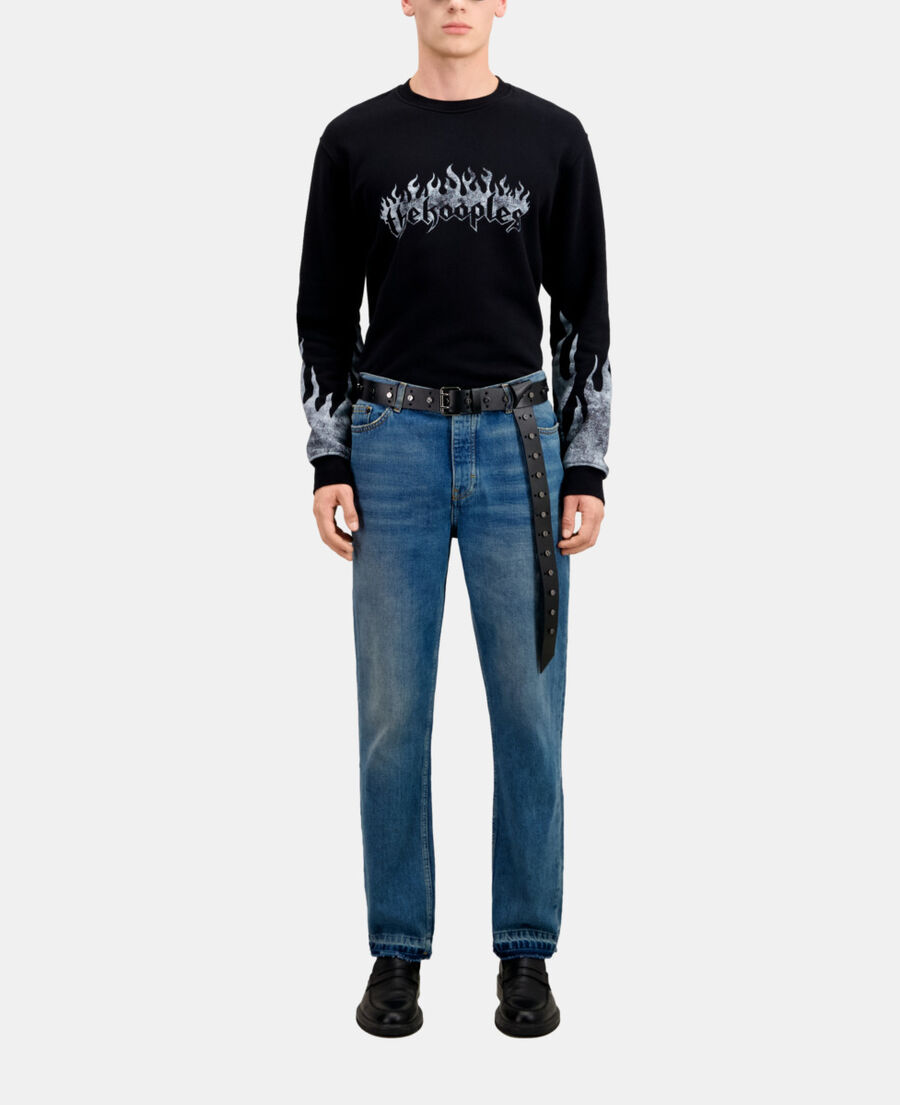 men's black sweatshirt with kooples on fire serigraphy