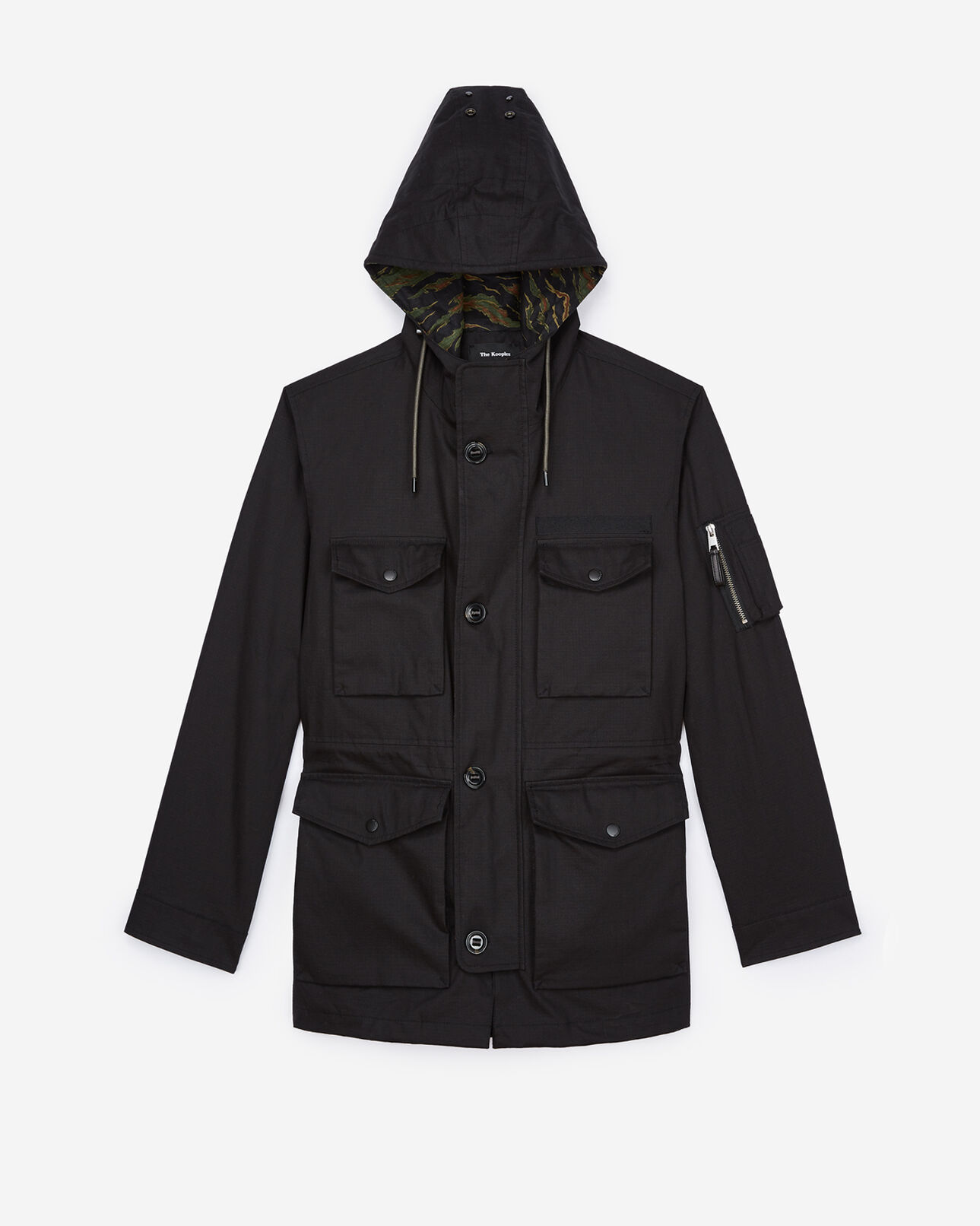 The Kooples HOMME BLACK parka mi-longue