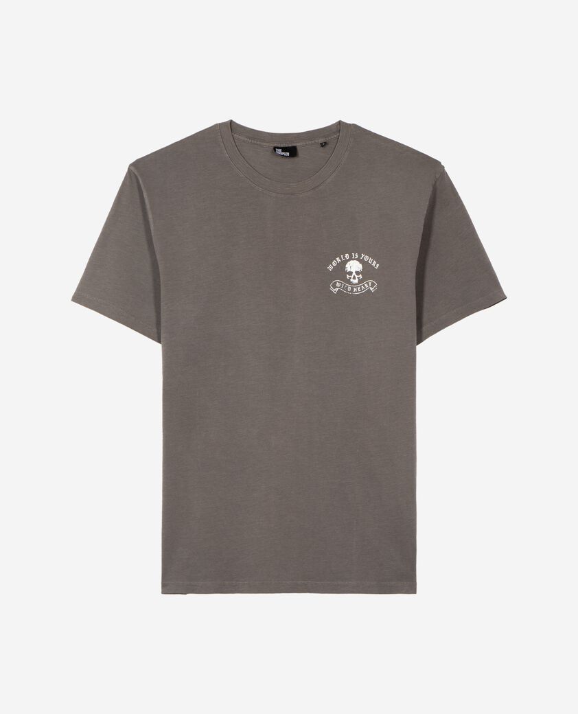 The Kooples HOMME GREY MELANGE t-shirt avec s&eacute;rigraphie skull gris