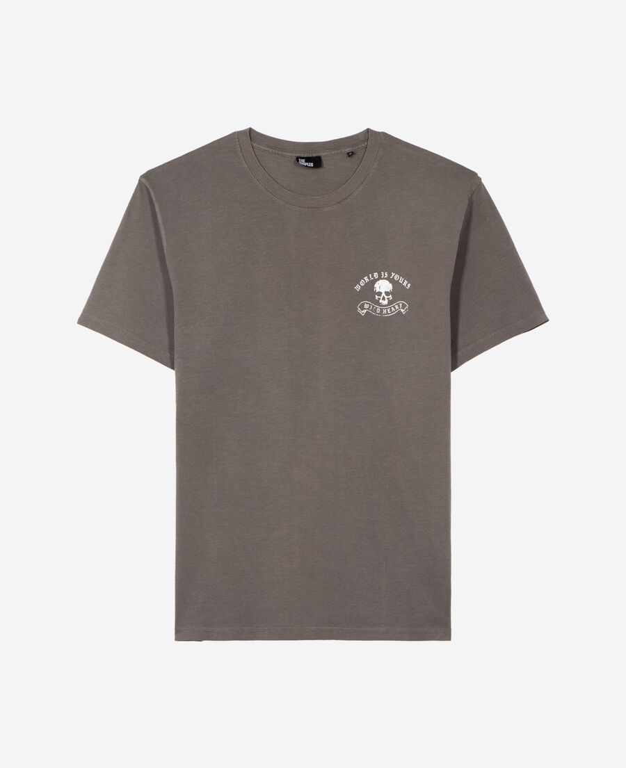 The Kooples HOMME GREY MELANGE t-shirt avec s&eacute;rigraphie skull gris