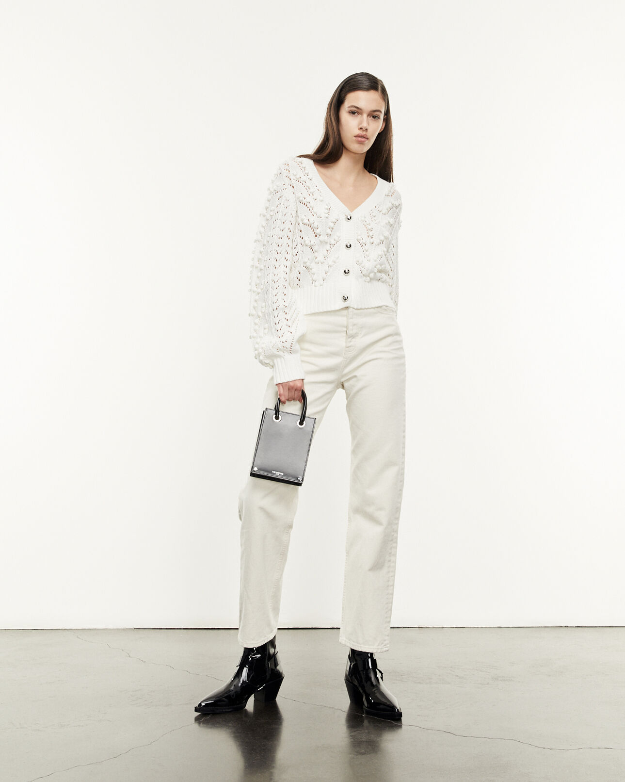 The Kooples FEMME ECRU cardigan coton écru à torsades