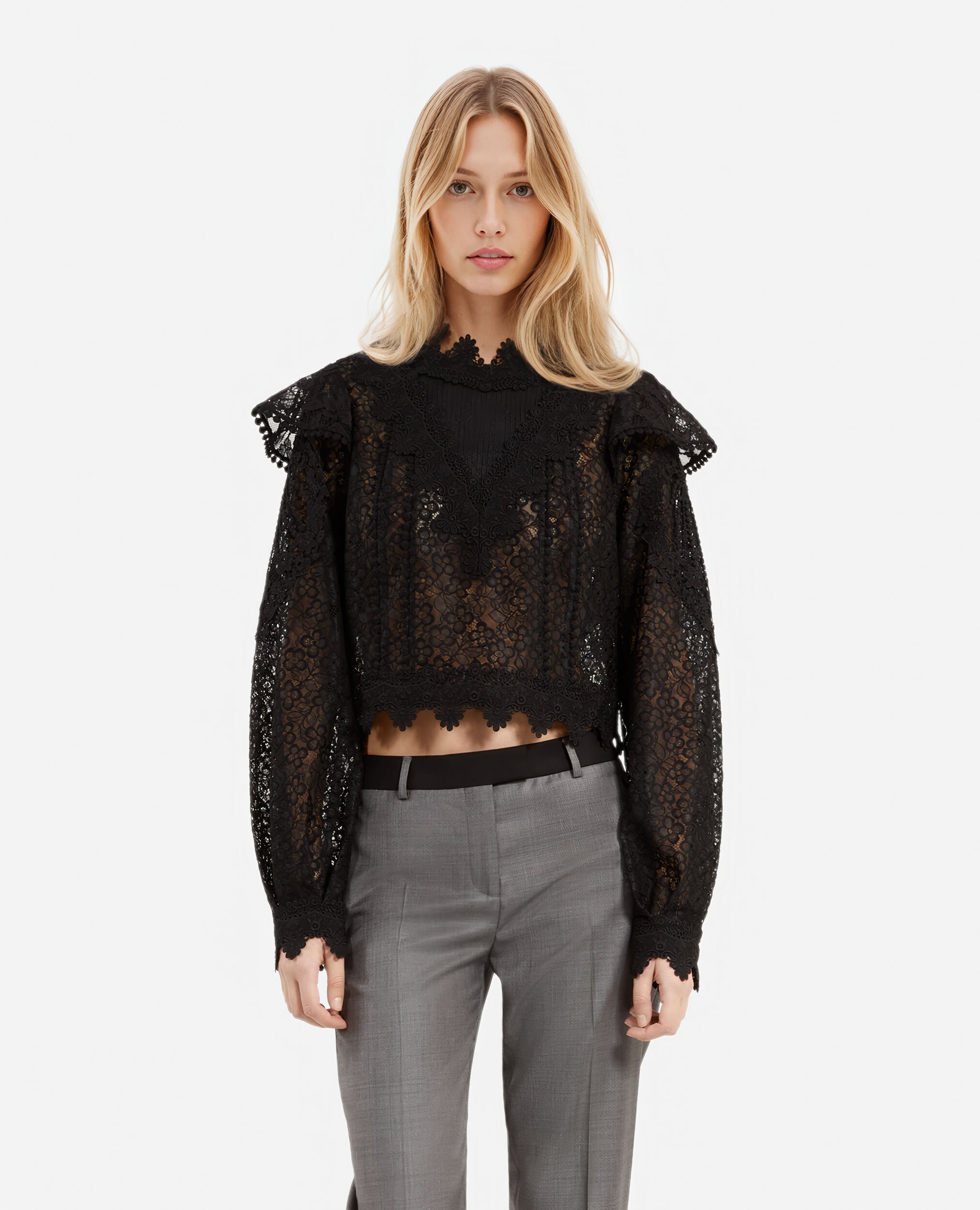 Top de encaje negro, BLACK, hi-res image number null