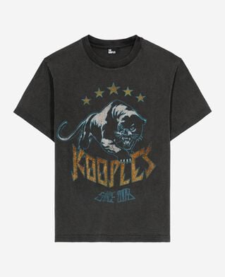 The Kooples FEMME BLACK WASHED t-shirt avec sérigraphie noir délavé
