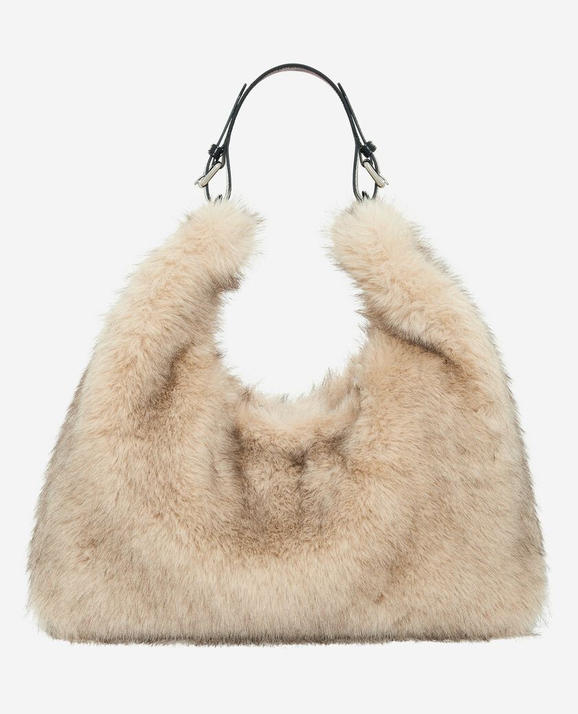 The Kooples FEMME BEIGE ECRU sac effet fourrure beige