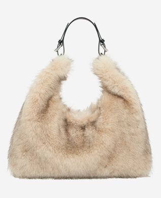 The Kooples WOMEN BEIGE ECRU beige fur-effect bag