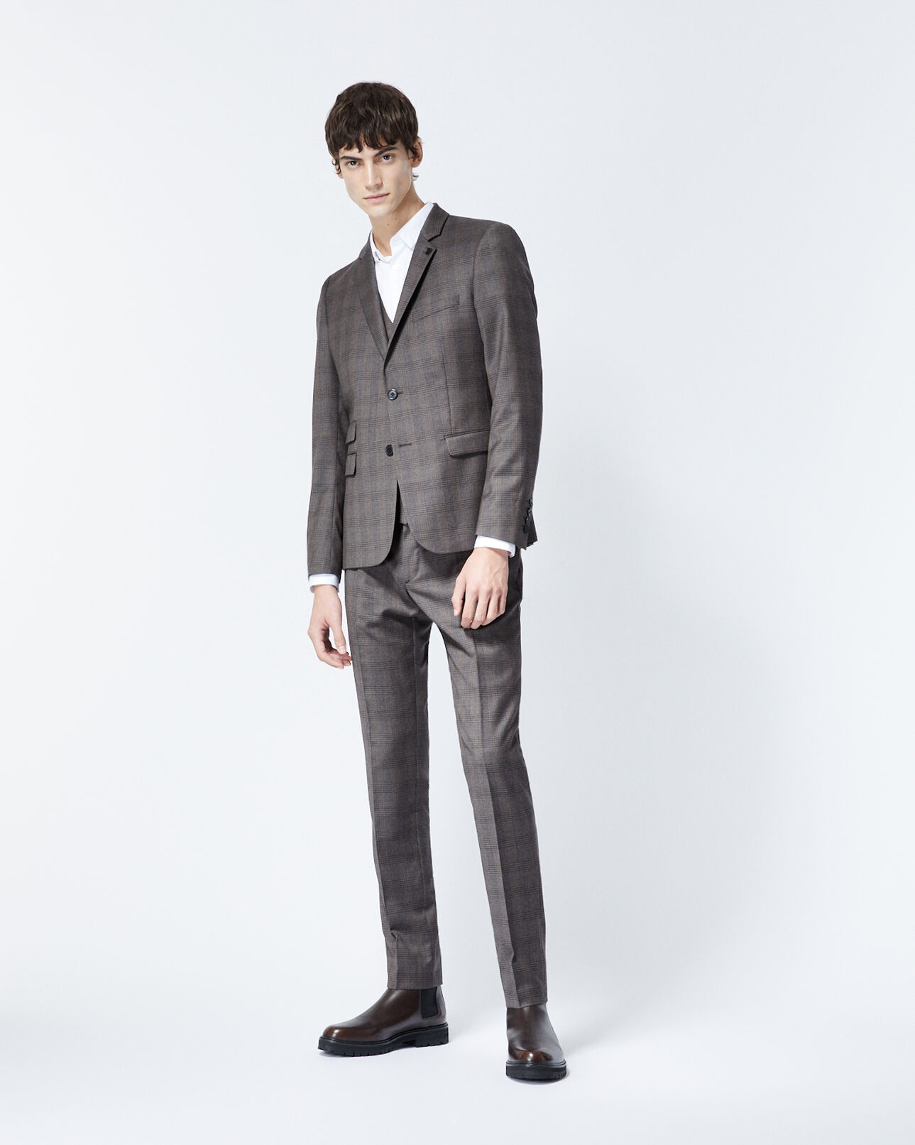 The Kooples HOMME DARK GREY veste laine grise à carreaux