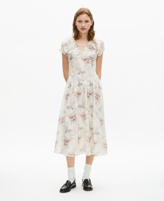 The Kooples MUJER OFF WHITE / PINK vestido largo blanco con estampado floral