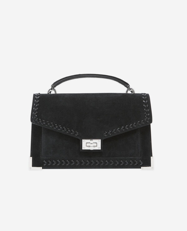 medium emily bag in black suede leather
