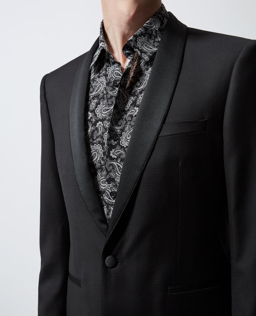 The Kooples MEN BLACK black formal wool jacket with satin lapels