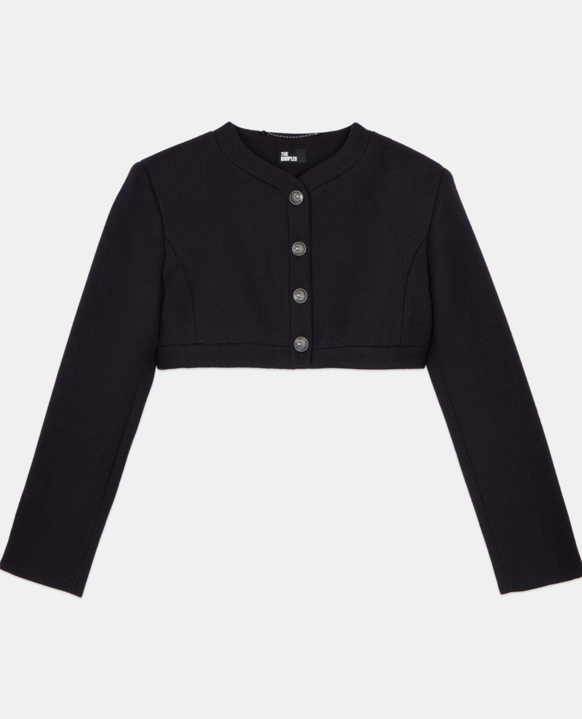 Veste en laine et coton noire, BLACK, hi-res image number null