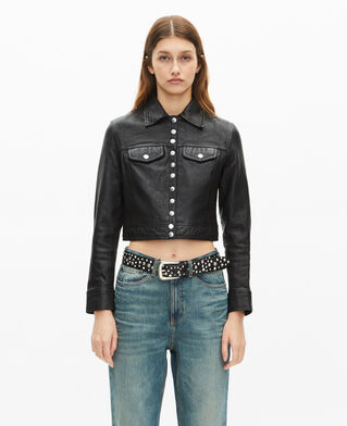 The Kooples F BLACK short black leather jacket