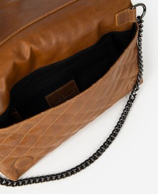 The Kooples F BROWN h&eacute;ritage small clutch bag in cognac cracked leather