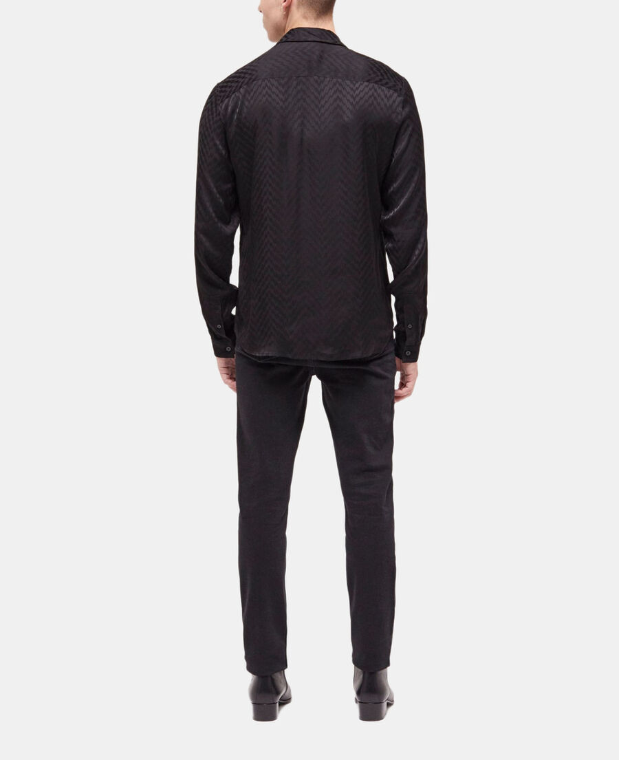 chemise col classique en jacquard noire