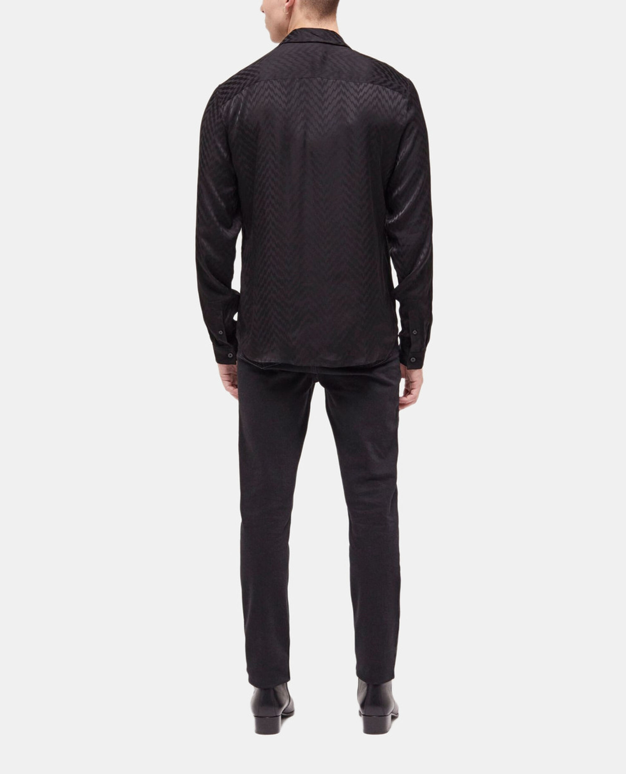 Chemise col classique en jacquard noire, BLACK, hi-res image number null