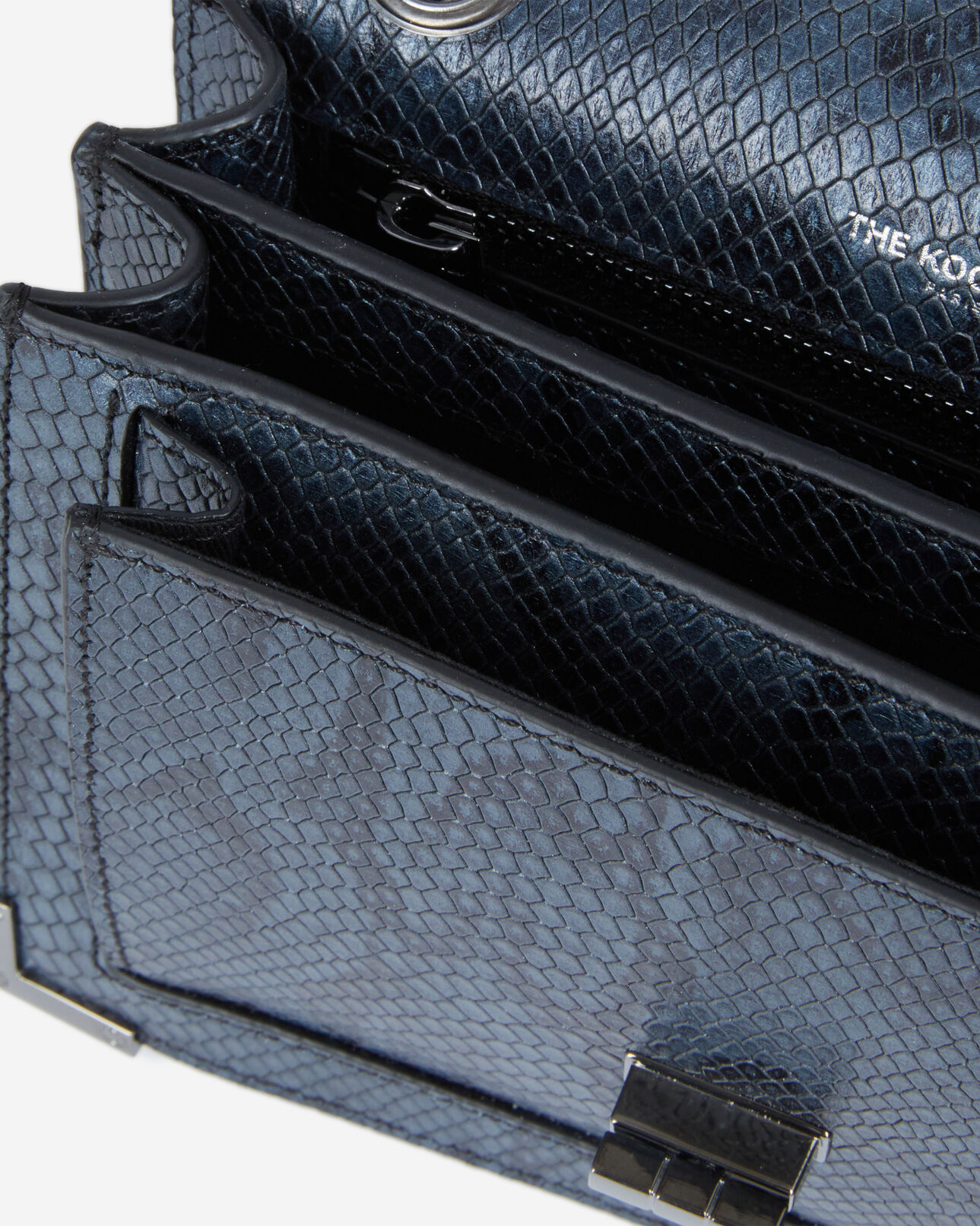 The Kooples WOMEN GRIS BLEU emily chain bag in grey python-effect leather