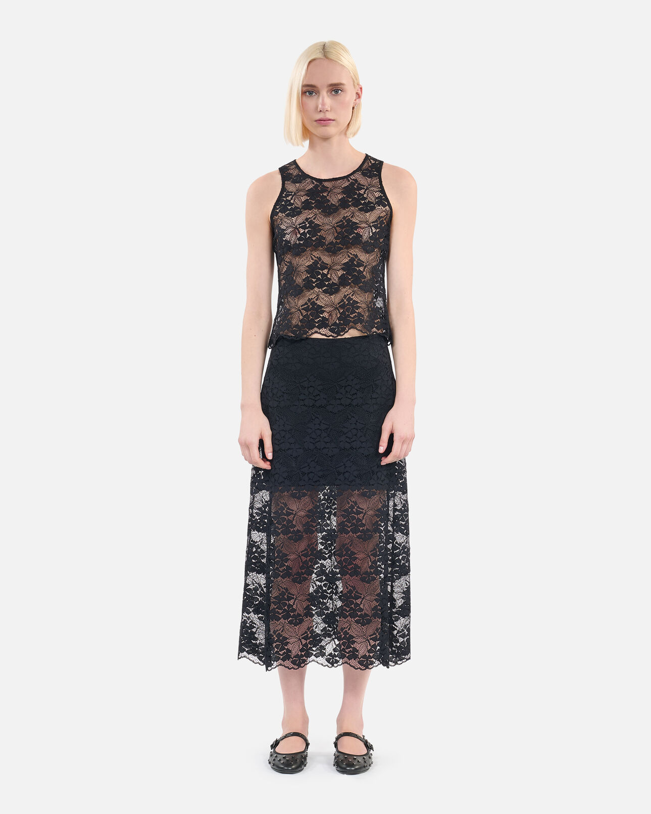 The Kooples FEMME BLACK jupe longue en dentelle noire