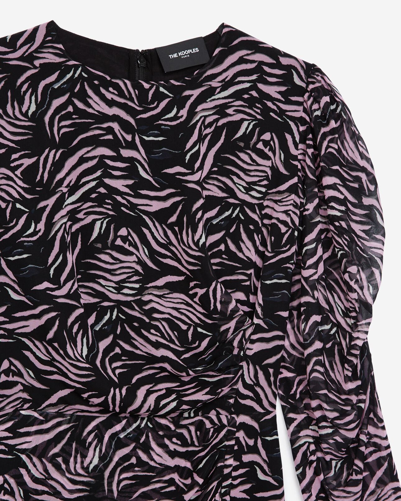 The Kooples WOMEN BLACK / PINK short black and pink zebra-print dress