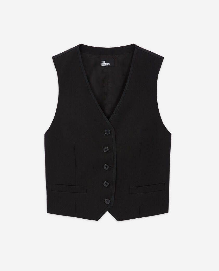 The Kooples FEMME BLACK WHITE gilet de costume en laine noir