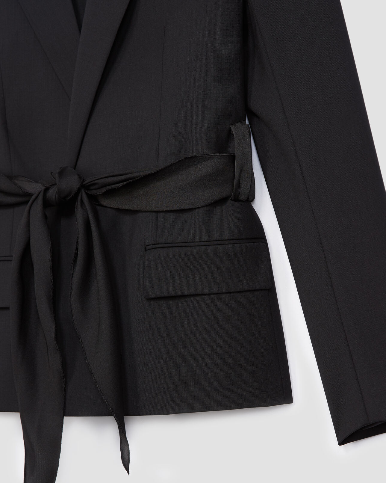 The Kooples FEMME BLACK veste laine noire à ceinture nouée
