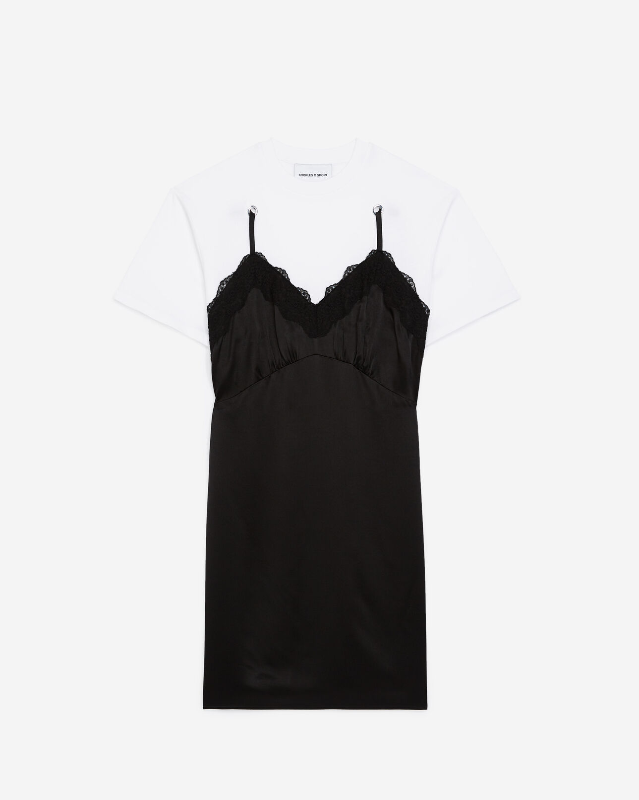 The Kooples FEMME BLACK WHITE robe nuisette noire et blanche 2-en-1