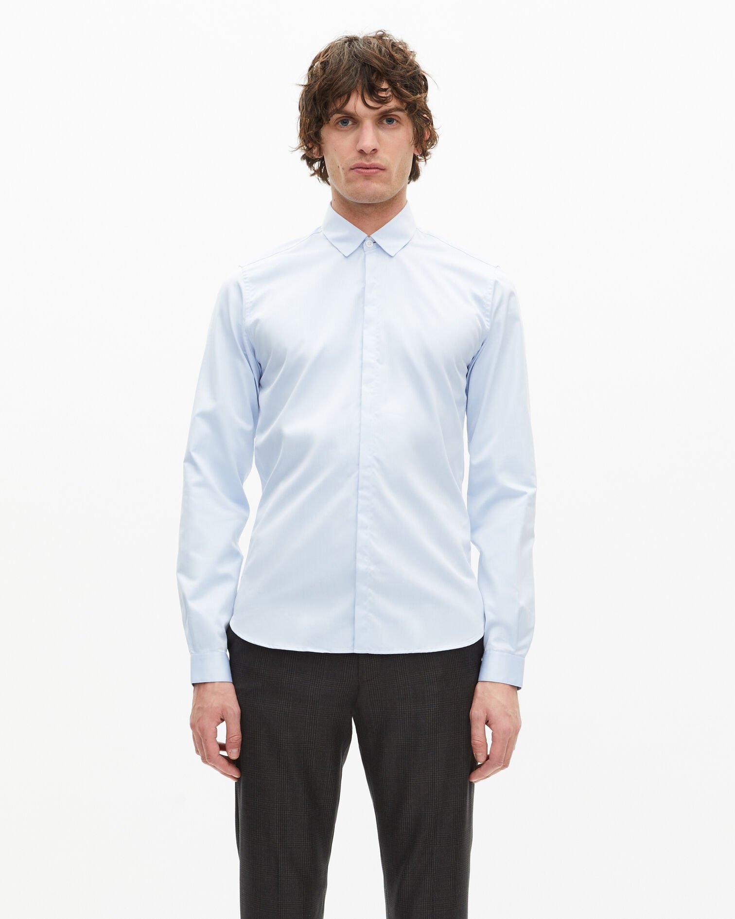 Sky blue classic collar shirt, LIGHT BLUE, hi-res image number null