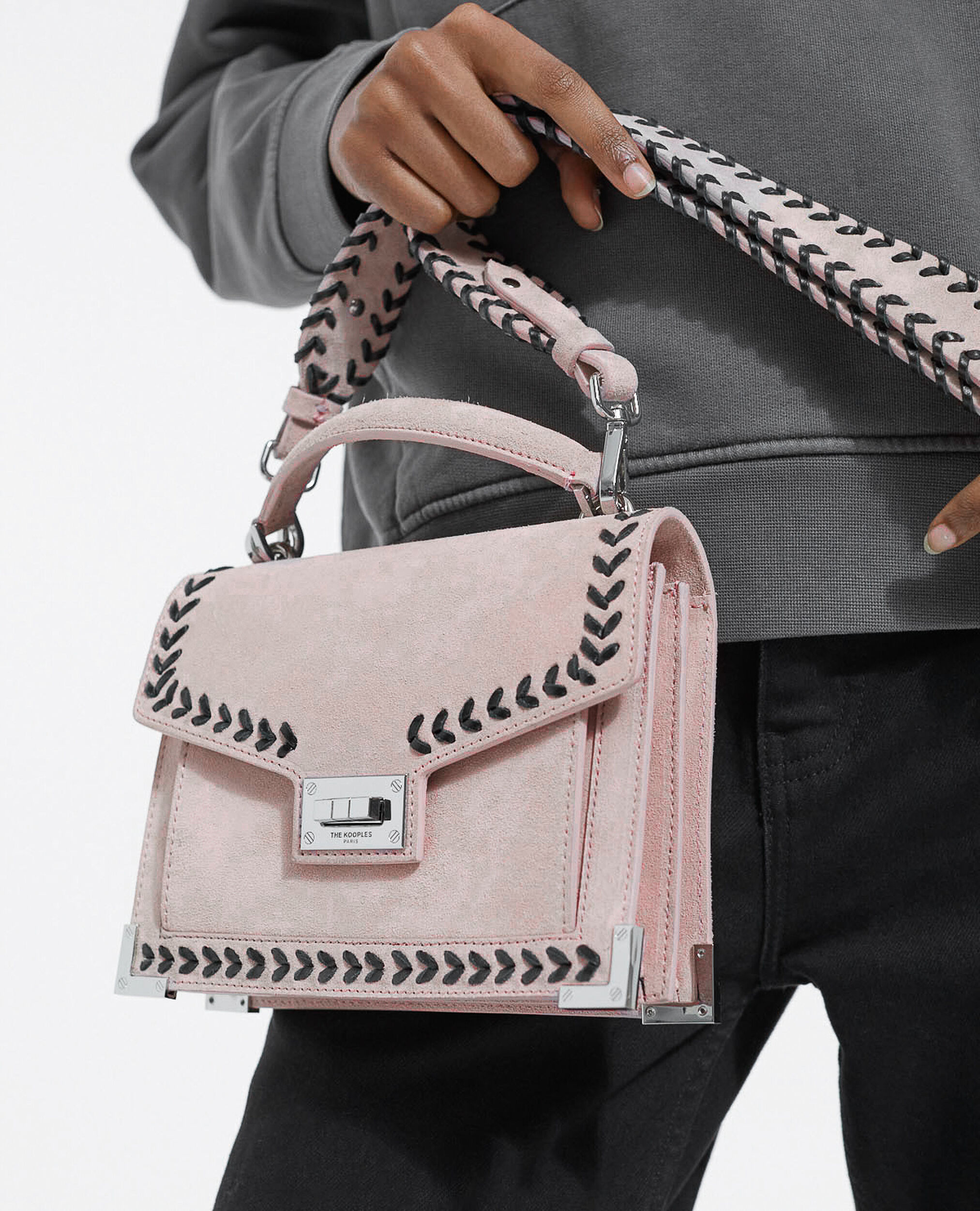 Small Emily bag in pink suede leather, LIGHT PINK, hi-res image number null