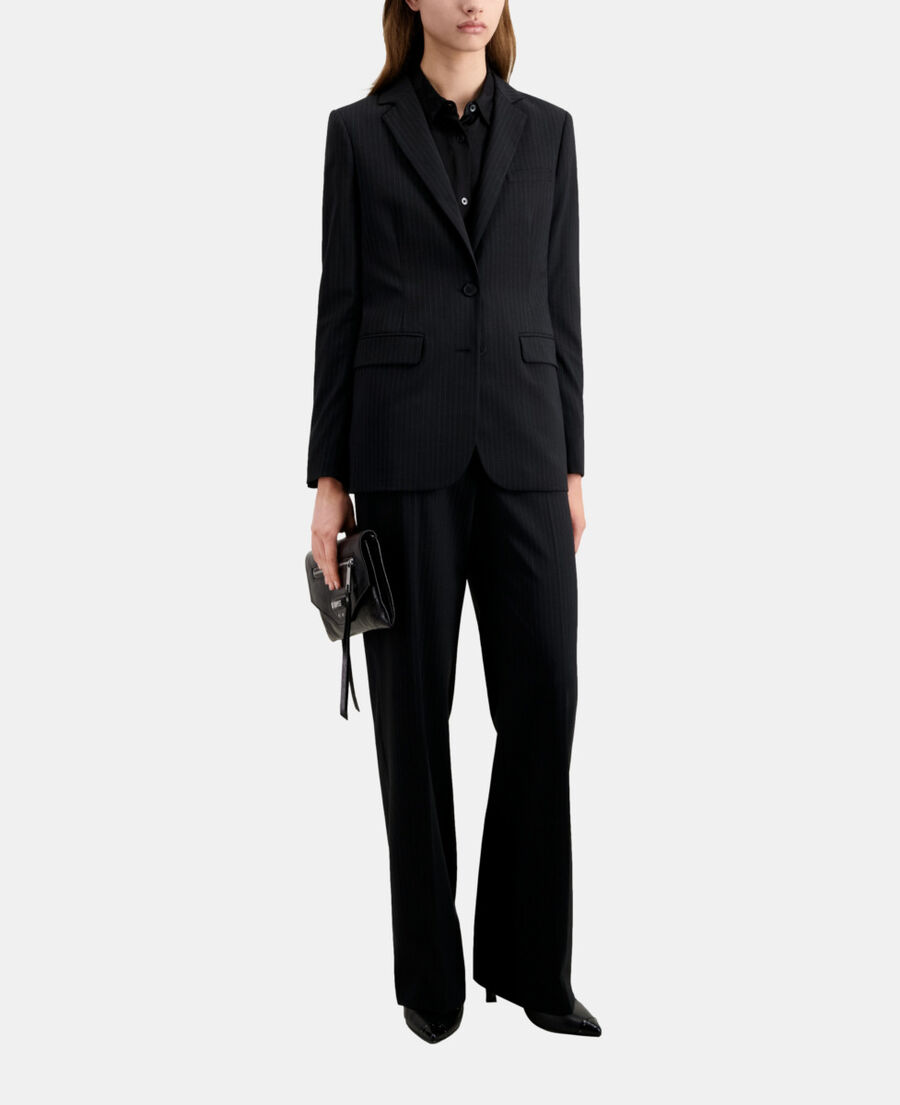 black striped wool-blend suit jacket