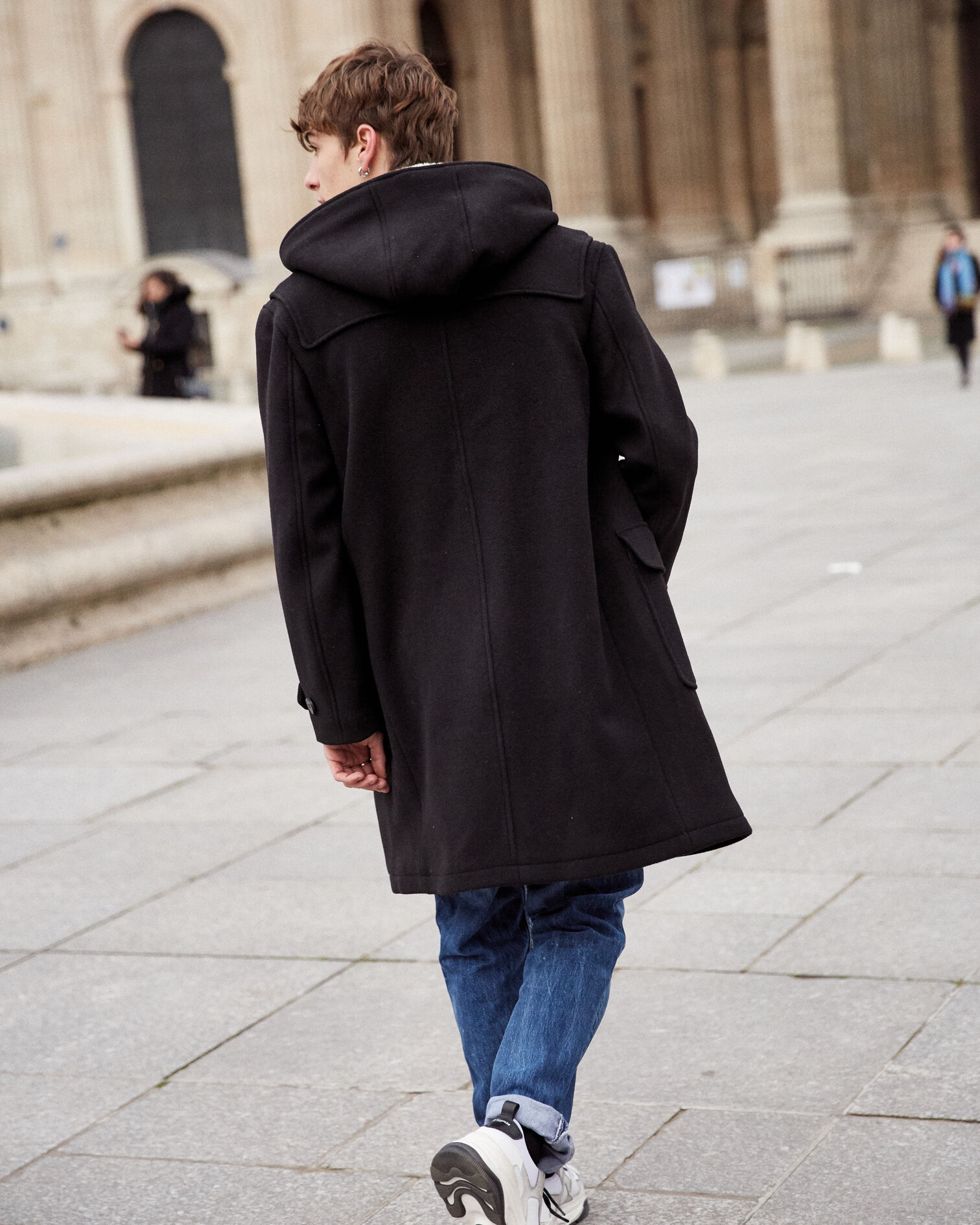 Black wool duffle coat, BLACK, hi-res image number null