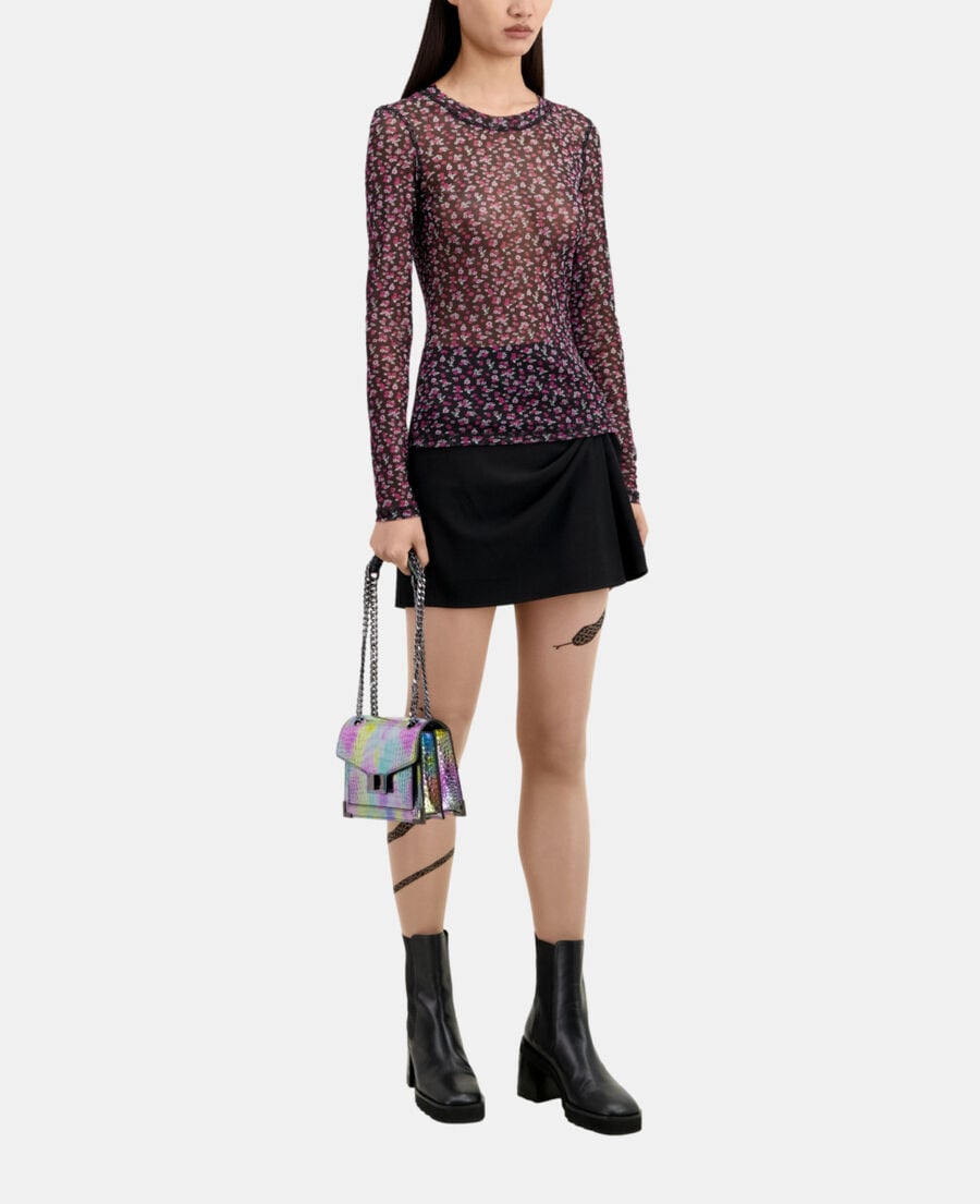 The Kooples FEMME BLACK / PINK t-shirt imprimé