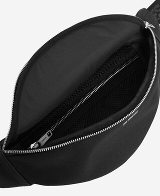 The Kooples HOMME BLACK banane en canvas et cuir grainé noir