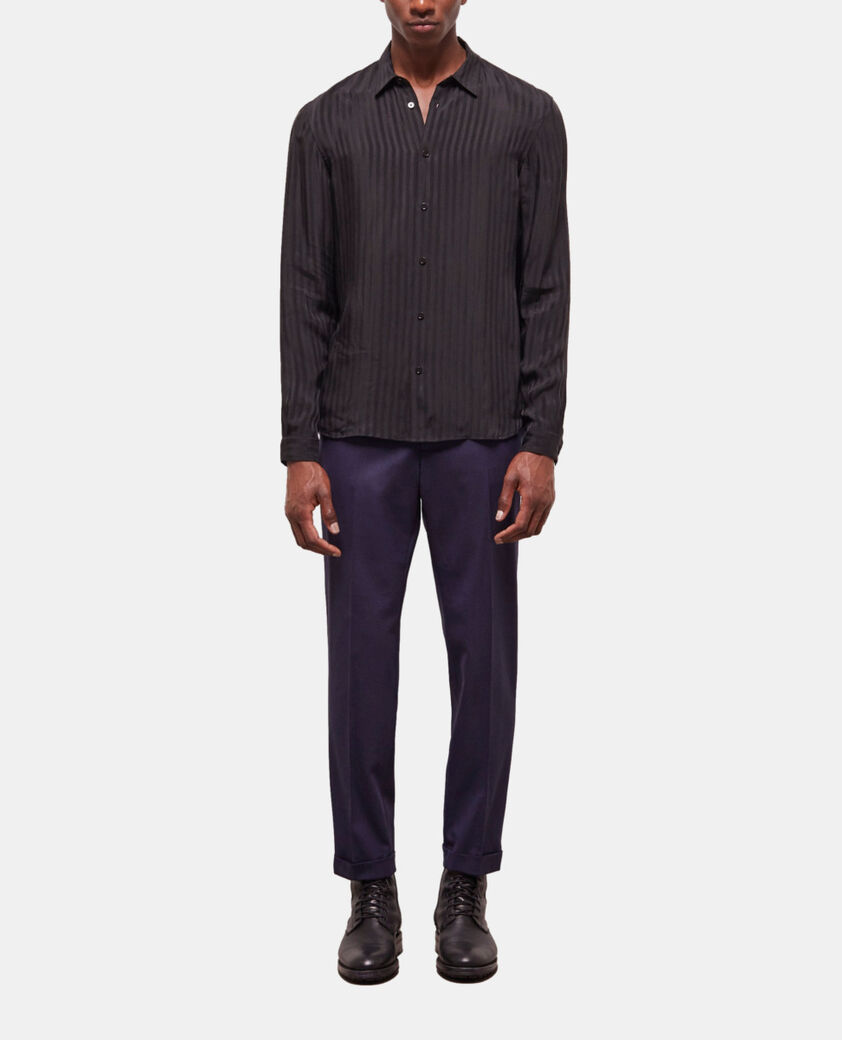 The Kooples HERREN BLACK gestreiftes, schwarzes hemd mit klassischer kragen