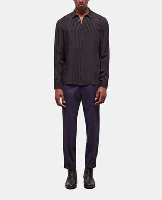 The Kooples HERREN BLACK gestreiftes, schwarzes hemd mit klassischer kragen