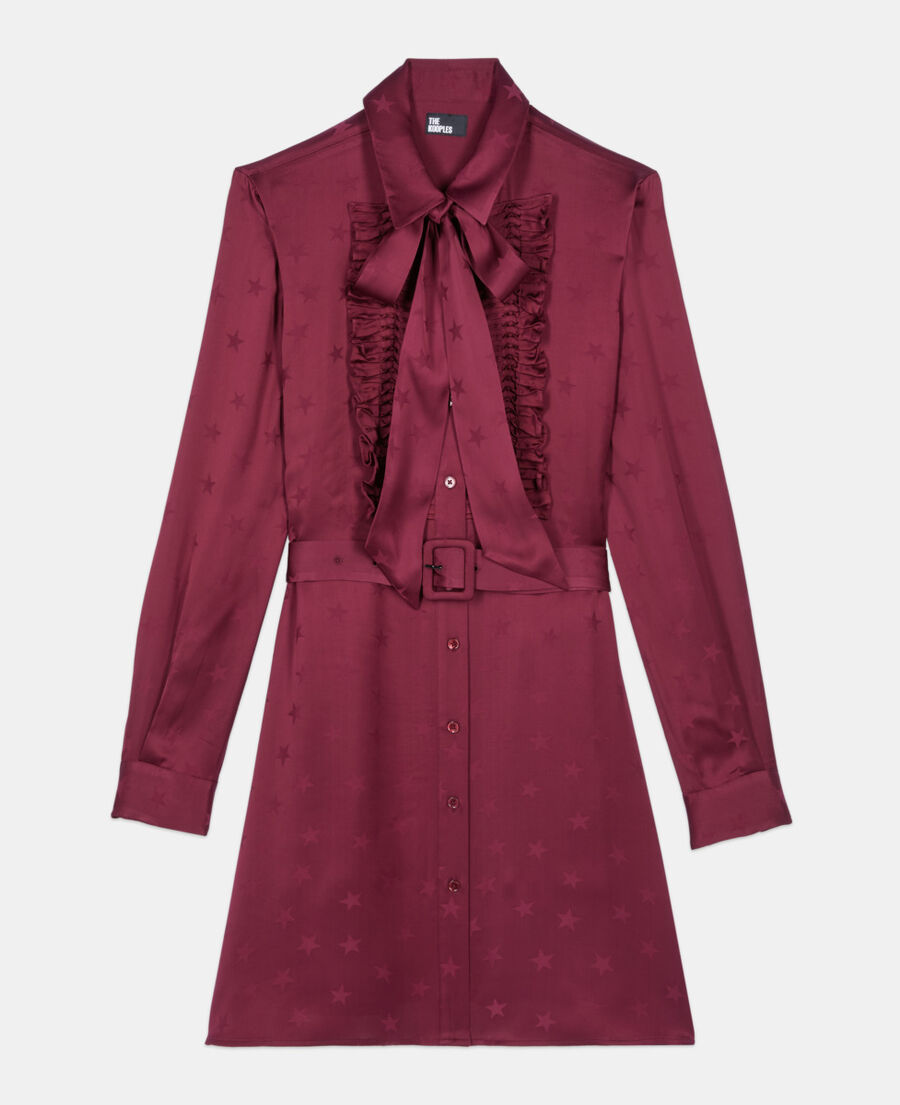 The Kooples WOMEN BURGUNDY burgundy jacquard short dress