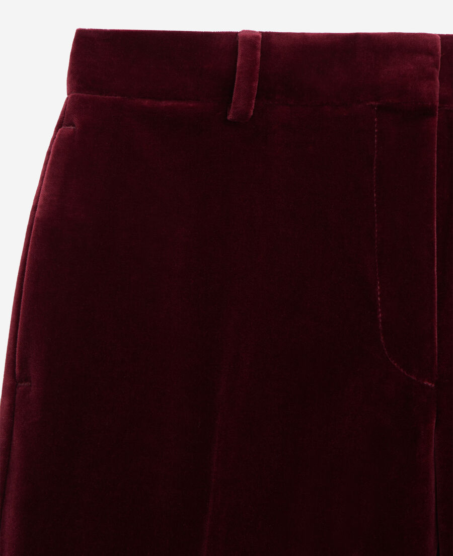 burgundy velvet suit trousers