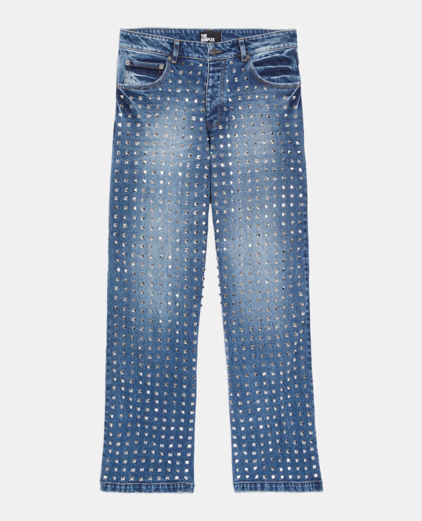 The Kooples HOMME BLUE BLEACHED / NAVY jean clout&eacute; large bleu