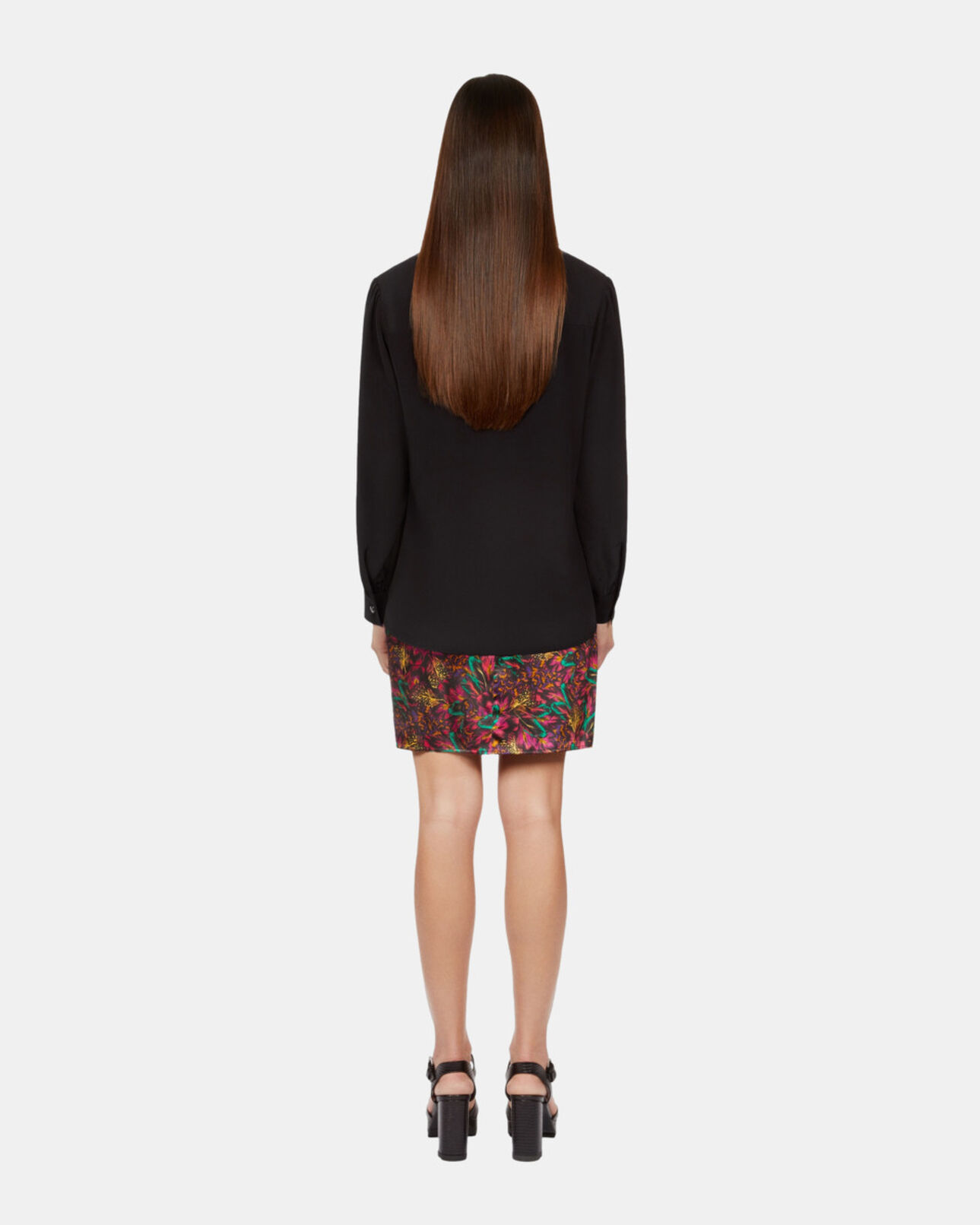 The Kooples WOMEN BLACK black silk shirt with pleating