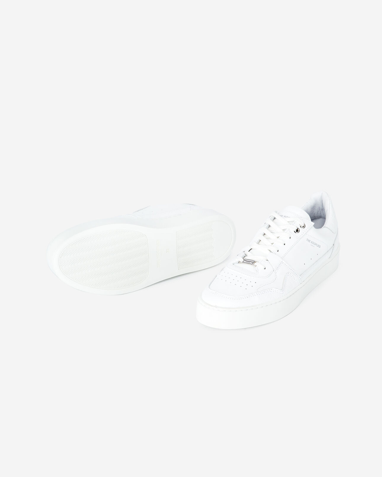 The Kooples DAMEN WHITE weiße turnschuhe aus leder mit krokodetail