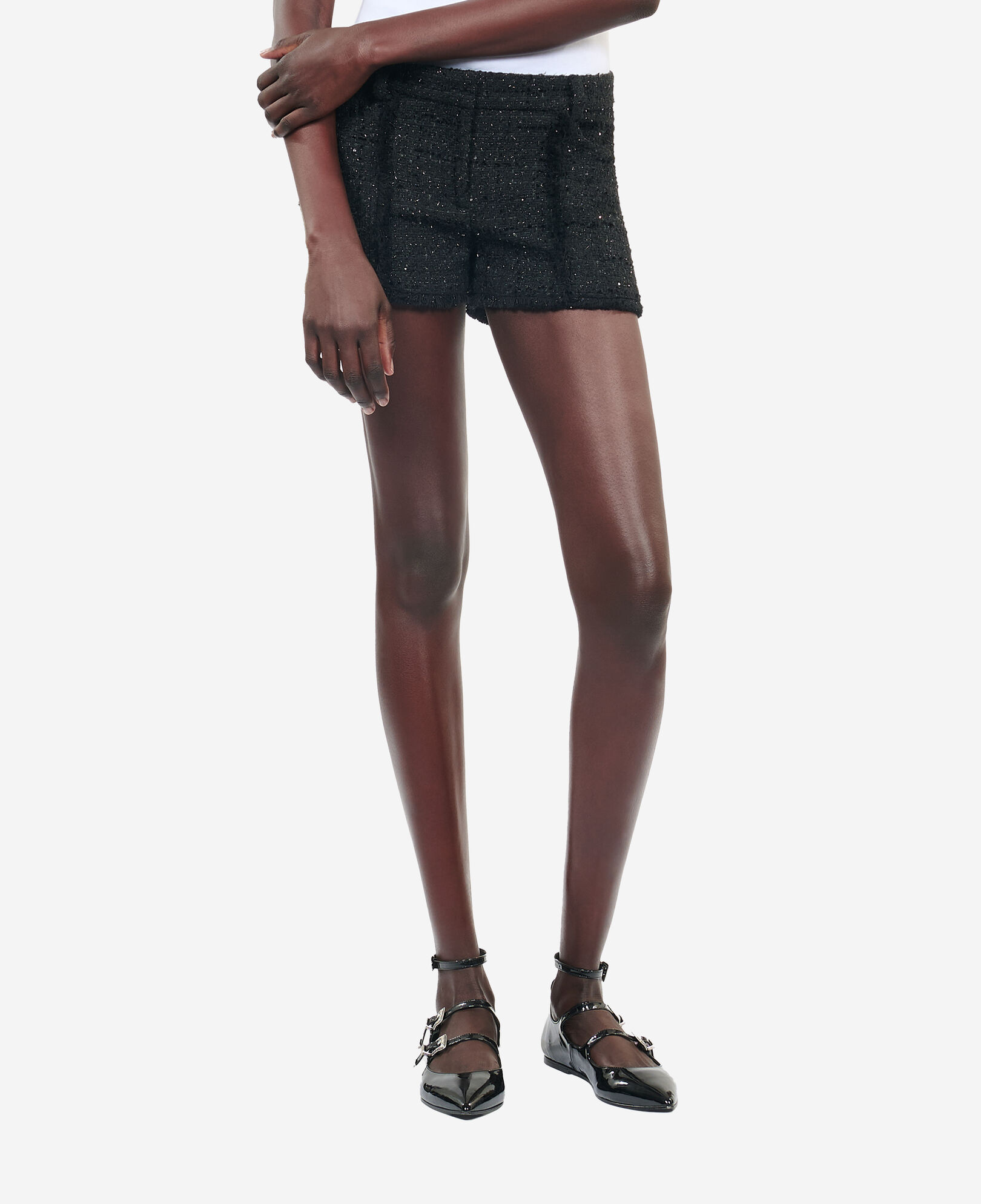 The Kooples DAMEN BLACK schwarze shorts aus tweed
