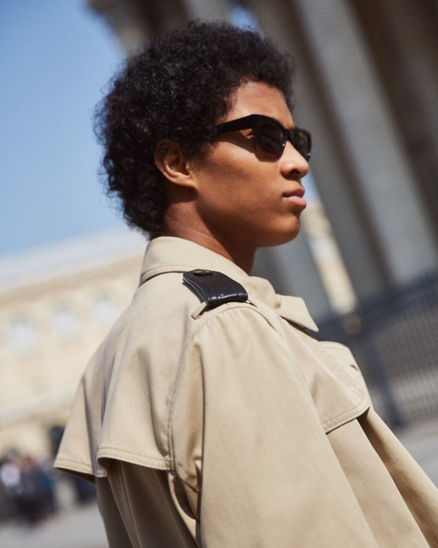 Trench beige long détails cuir, BEIGE, hi-res image number null