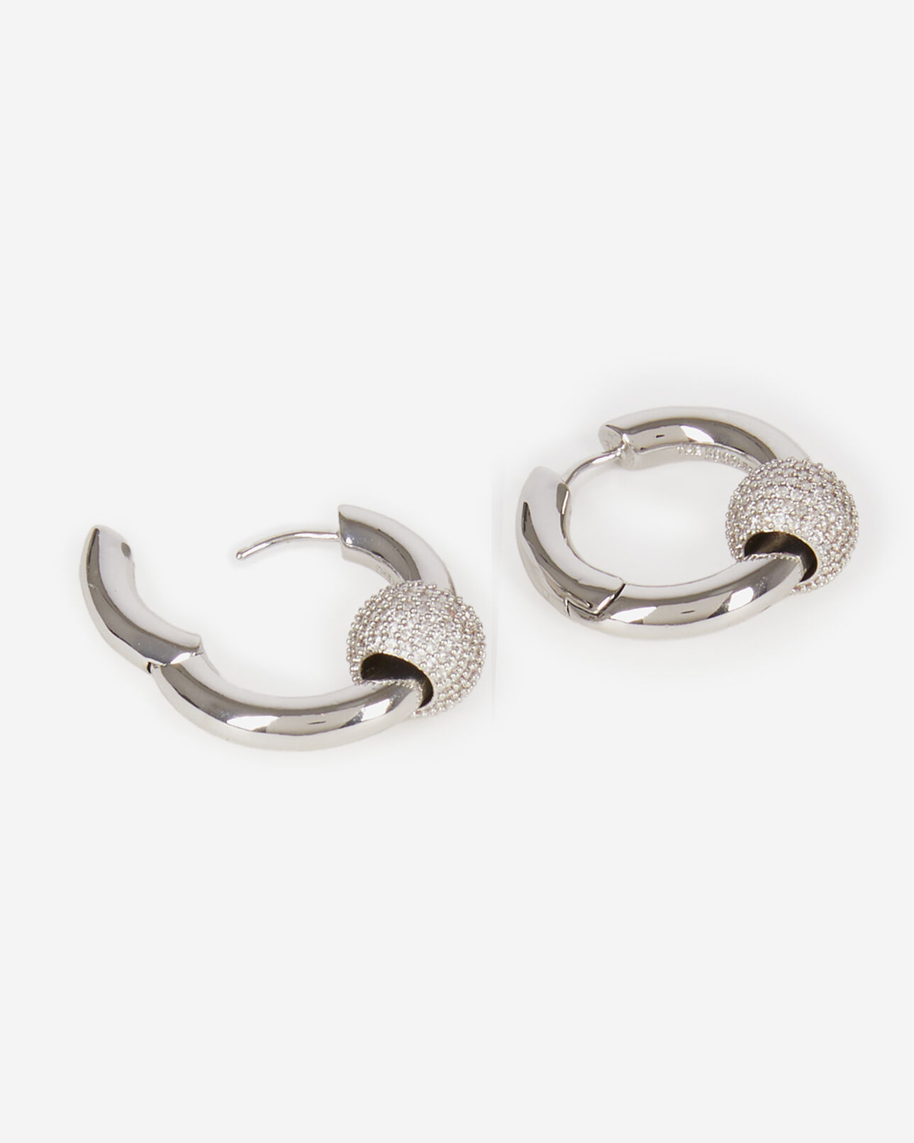The Kooples FEMME SILVER boucles d'oreille créole argentée et strass