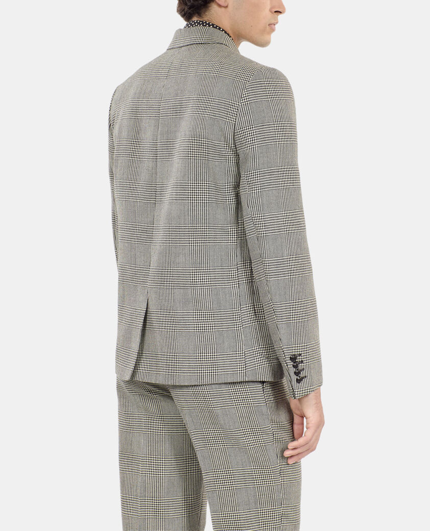 The Kooples HOMME BLACK WHITE veste de costume en laine pied de poule noir et blanc