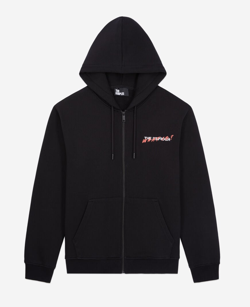 The Kooples HOMME BLACK sweatshirt zippé à capuche what is noir