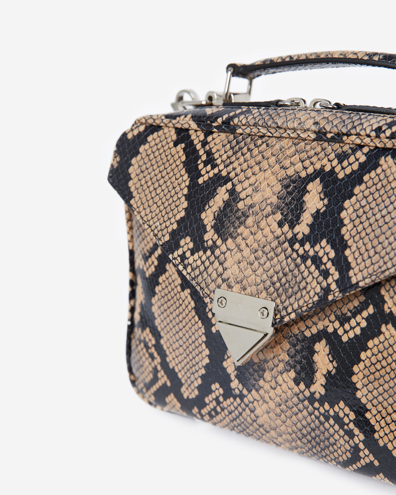 The Kooples FEMME BEIGE sac barbara medium beige cuir python