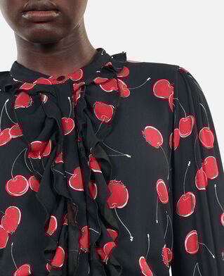 The Kooples FEMME BLACK - RED robe courte avec imprimé cerise