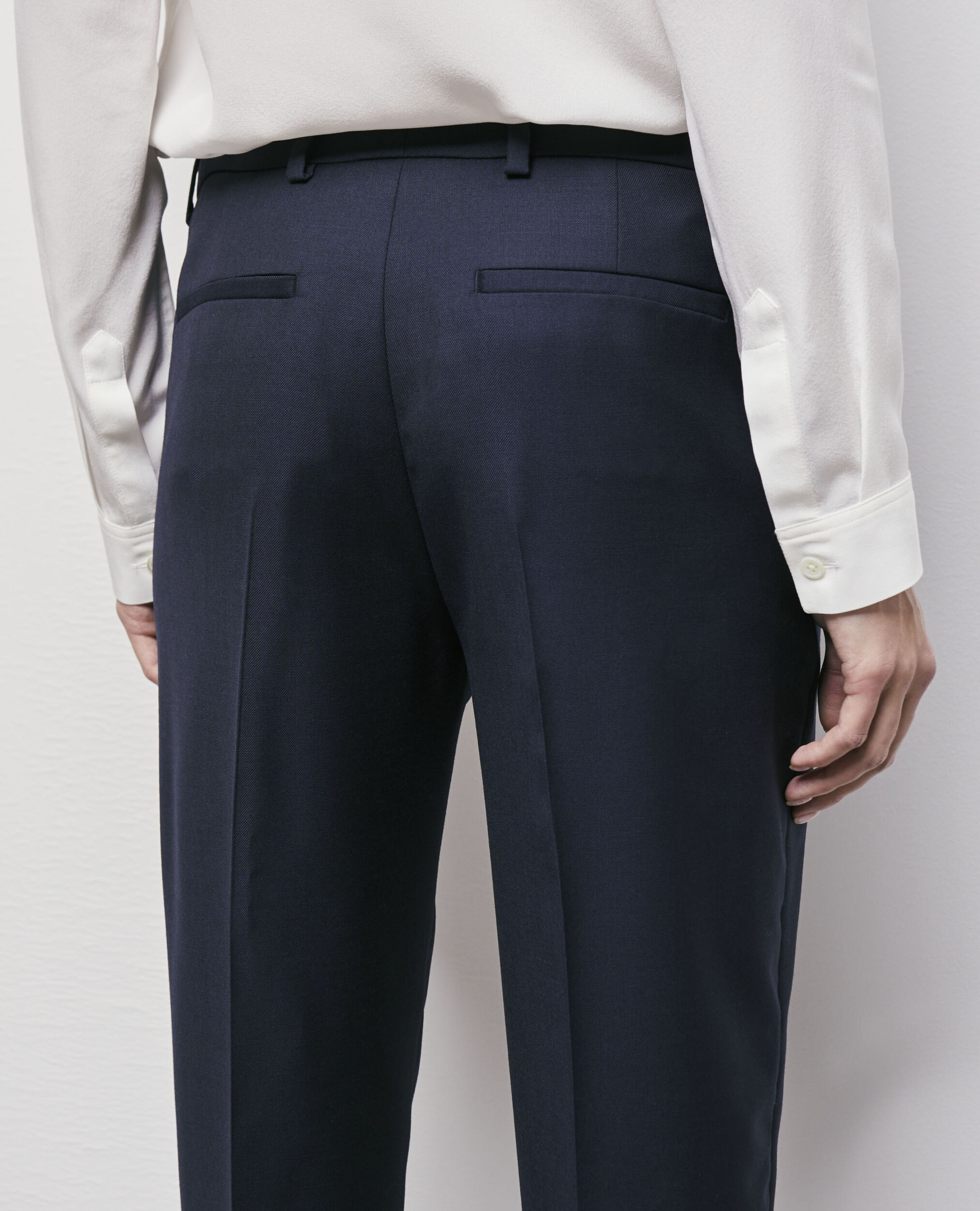 Pantalon de costume laine bleu marine, NAVY, hi-res image number null