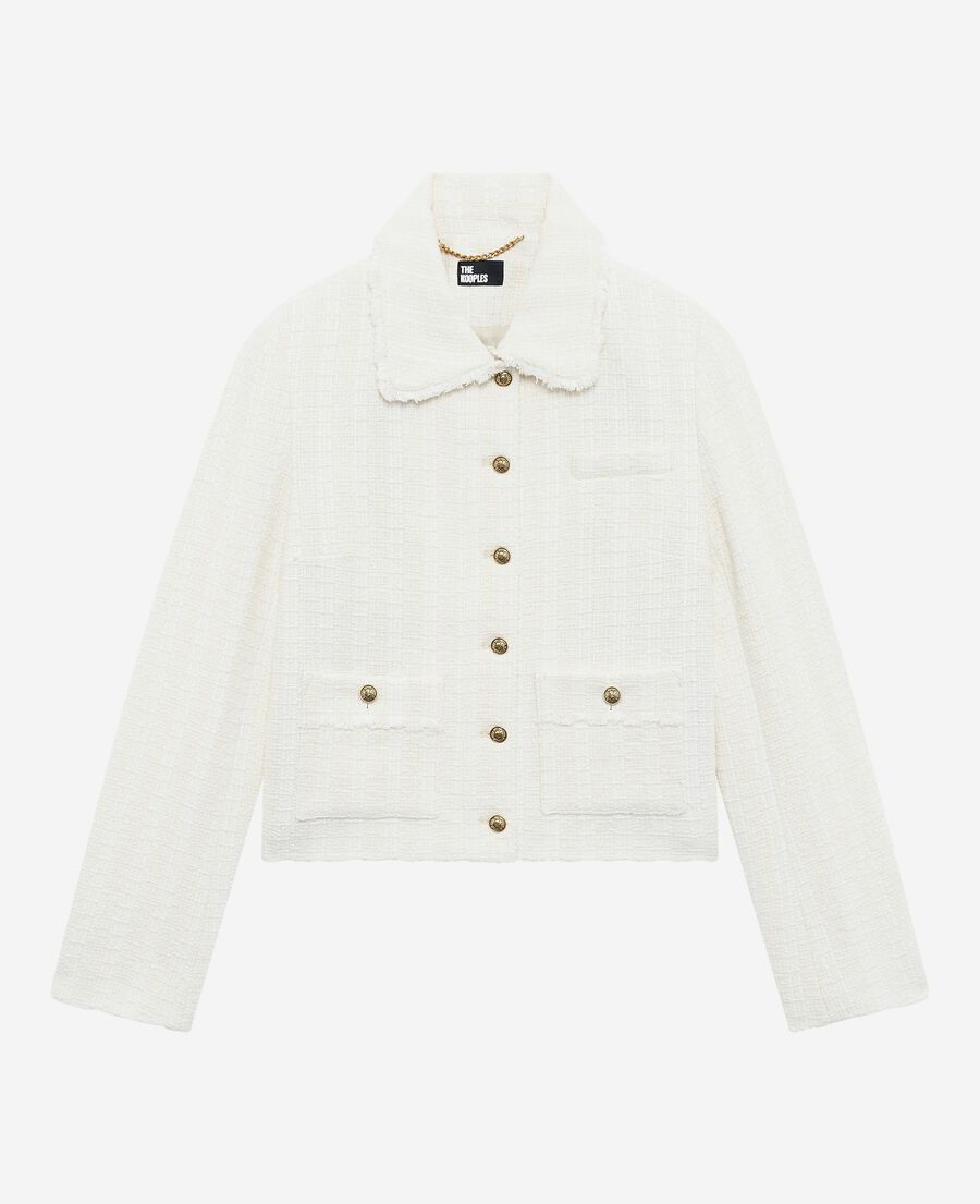 The Kooples DAMEN ECRU jacke aus ungebleichtem tweed